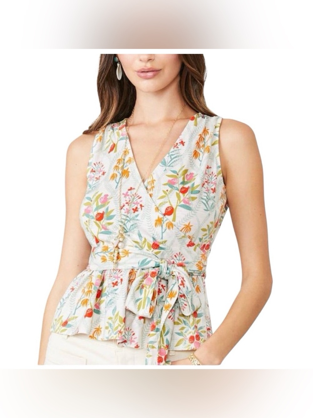 Spartina 449 Lorelei Wrap Floral Top with Sash size large